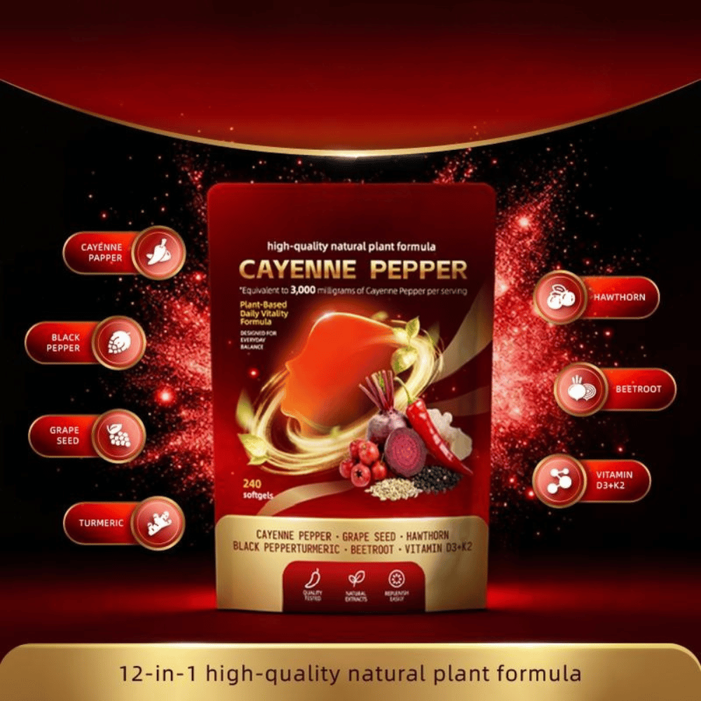 Cayenne Pepper Complex Softgels – Plant-Based Daily Wellness Formula with Turmeric