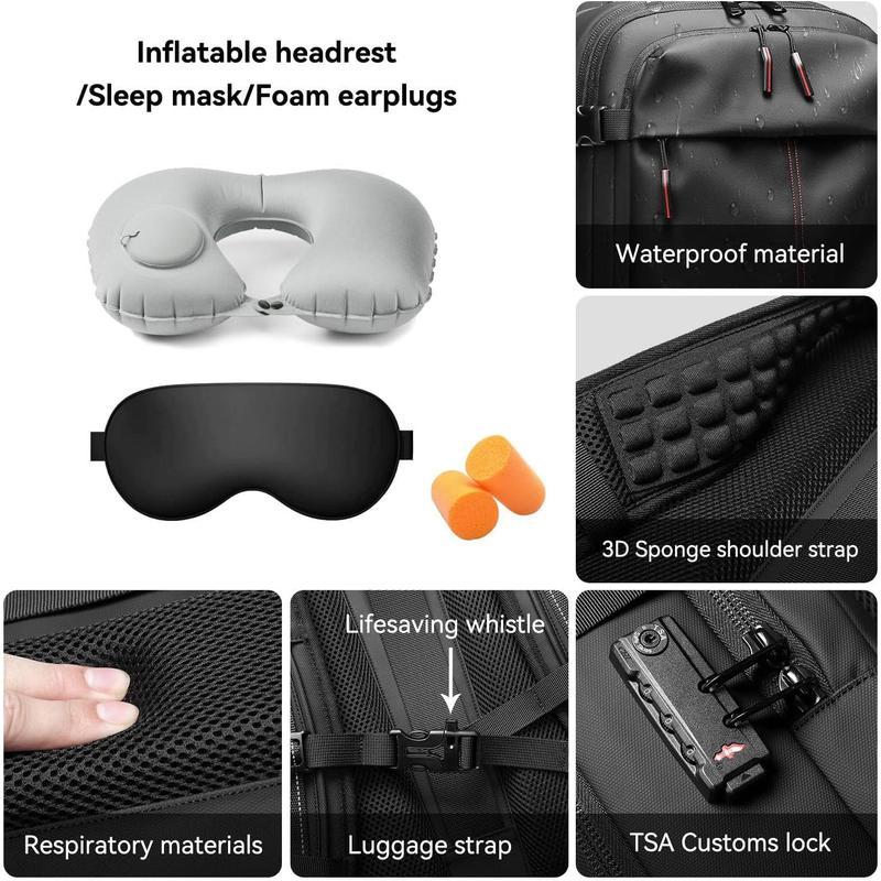5-in-1 Smart Travel Backpack Set – Backpack, Neck Pillow, Eye Mask, Vacuum Pump & Compression Bag