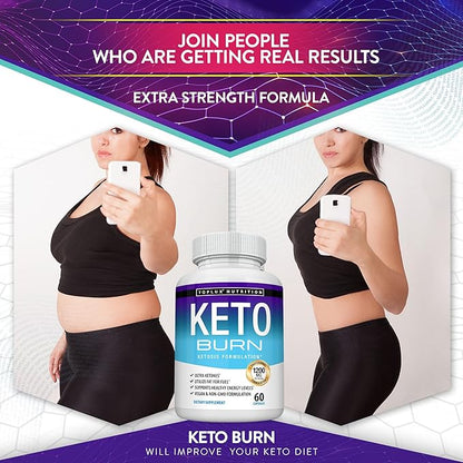 Keto Burn – Advanced Ketosis Support Formula | 1200mg | 60 Capsules