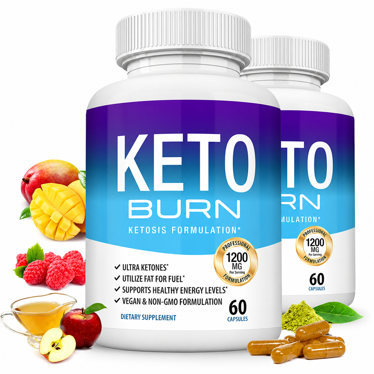 Keto Burn – Advanced Ketosis Support Formula | 1200mg | 60 Capsules