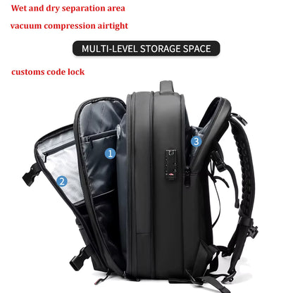 5-in-1 Smart Travel Backpack Set – Backpack, Neck Pillow, Eye Mask, Vacuum Pump & Compression Bag