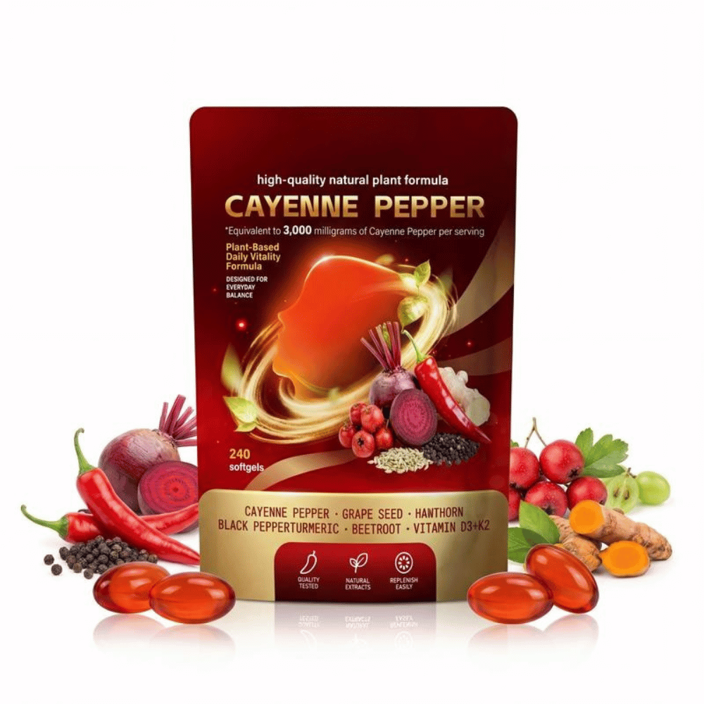 Cayenne Pepper Complex Softgels – Plant-Based Daily Wellness Formula with Turmeric