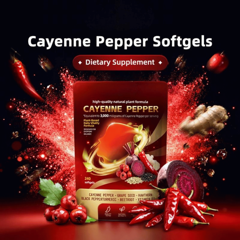 Cayenne Pepper Complex Softgels – Plant-Based Daily Wellness Formula with Turmeric