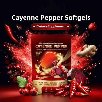Cayenne Pepper Complex Softgels – Plant-Based Daily Wellness Formula with Turmeric
