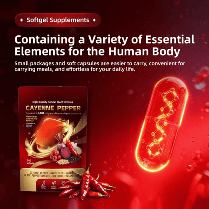 Cayenne Pepper Complex Softgels – Plant-Based Daily Wellness Formula with Turmeric