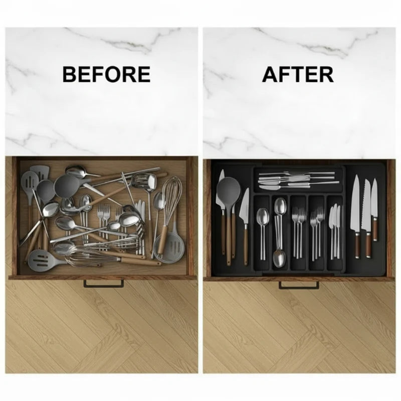 Expandable Kitchen Cutlery Organizer – Maximize Drawer Space & Keep Every Utensil Organized