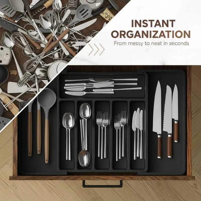 Expandable Kitchen Cutlery Organizer – Maximize Drawer Space & Keep Every Utensil Organized