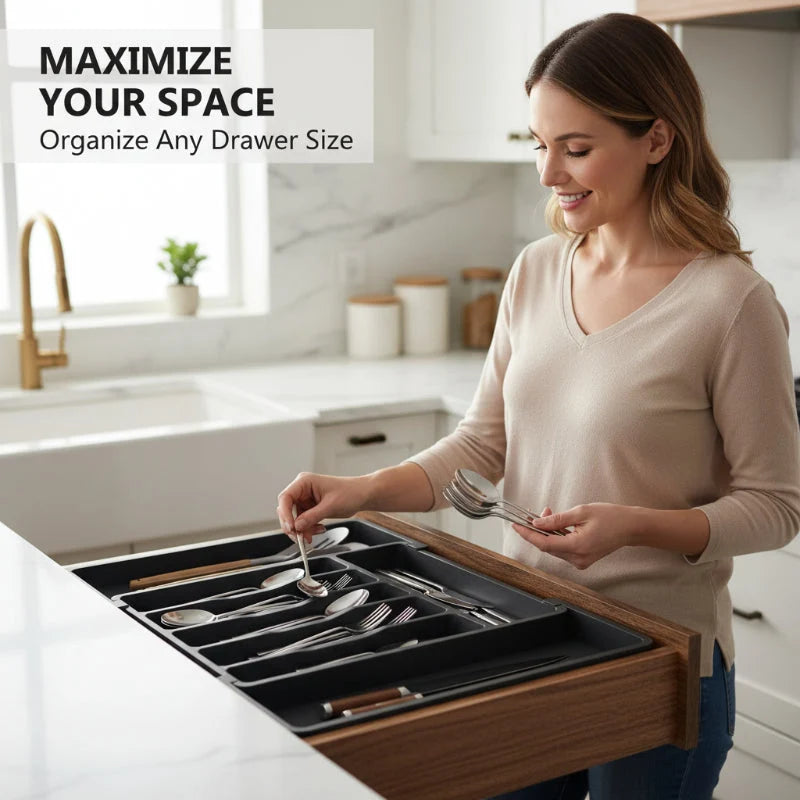 Expandable Kitchen Cutlery Organizer – Maximize Drawer Space & Keep Every Utensil Organized