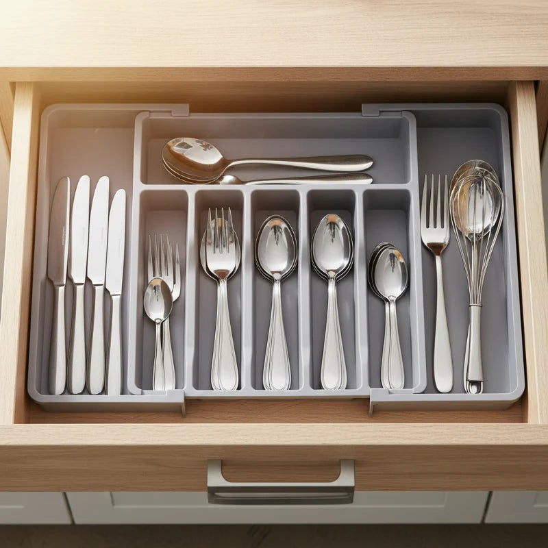 Expandable Kitchen Cutlery Organizer – Maximize Drawer Space & Keep Every Utensil Organized